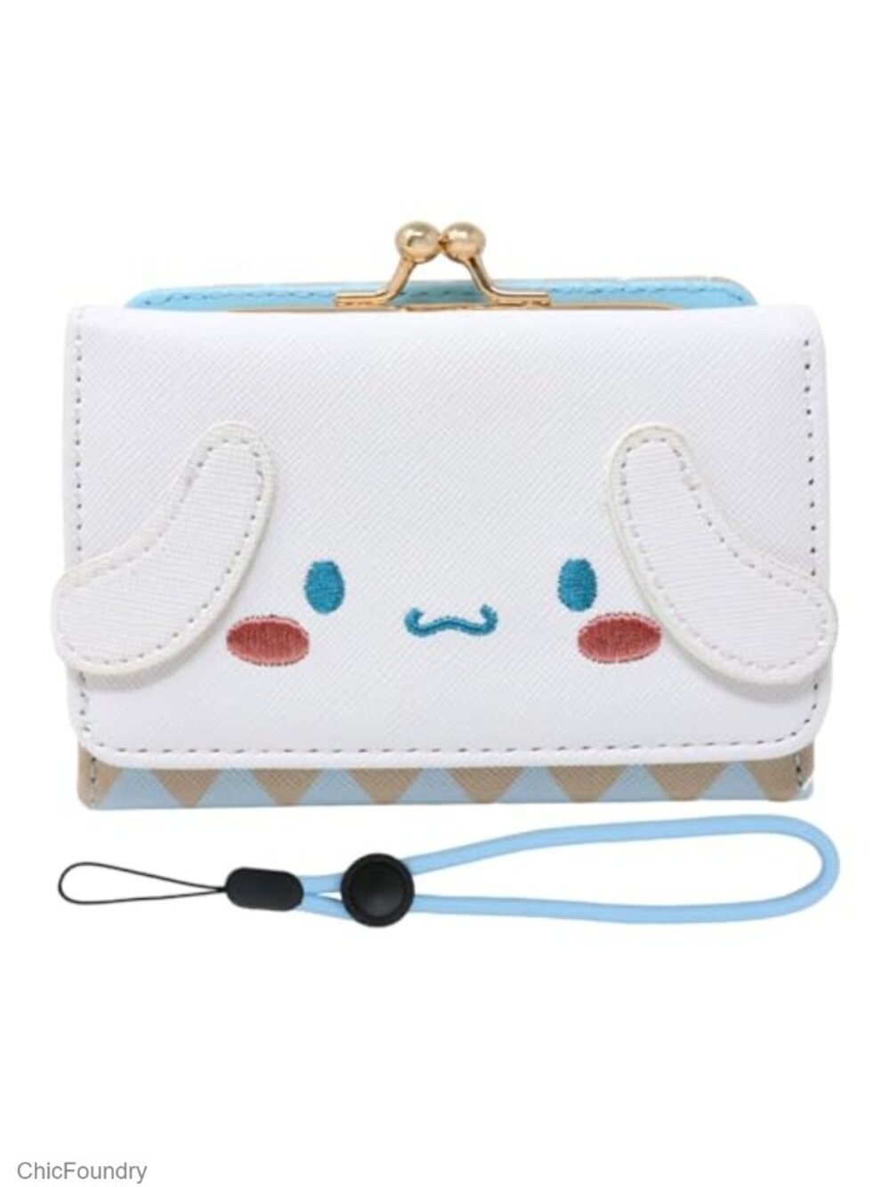 Honbay Cute Cartoon Tri-Fold Wallet PU Leather Small Kiss Lock Coin Purse